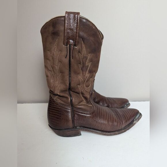 Boulet Women's Western Cowboy Boots 5.5 – Brown Leather & Suede – 9.5" Shaft - Picture 7 of 10